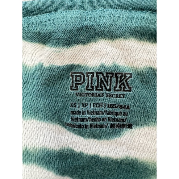 PINK Victoria's Secret Tie Dye Twist Front Long Sleeve Top Green White XS - Picture 12 of 14
